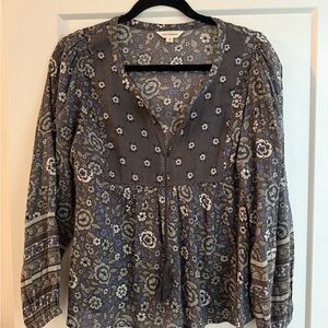Lucky Brand Charcoal Floral Blouse